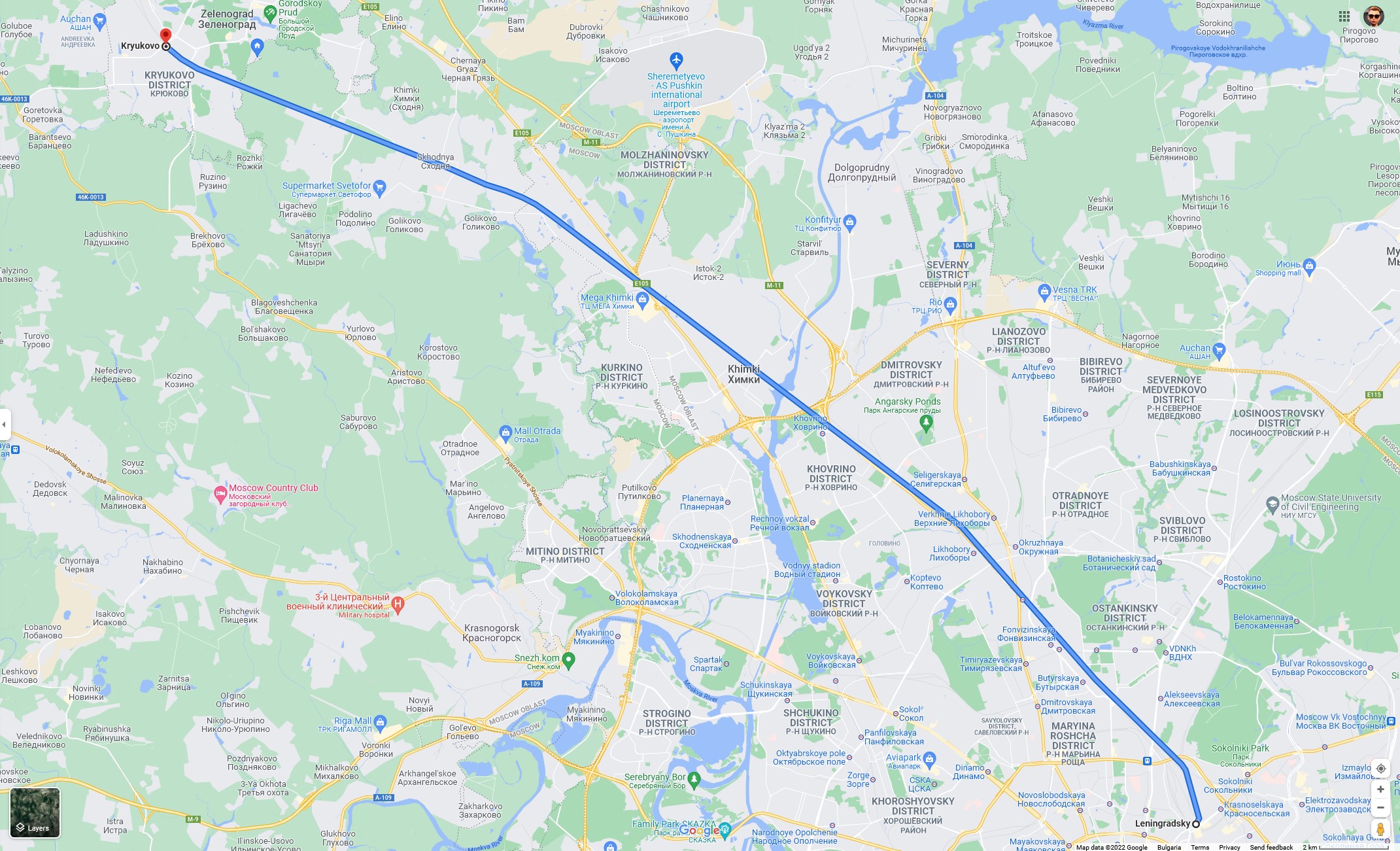 Moscow - Zelenograd Route