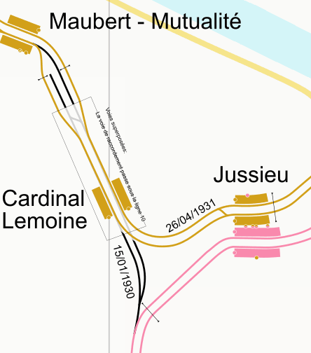 Paris L10 Maubert Mutualité / Cardinal Lemoine access track map